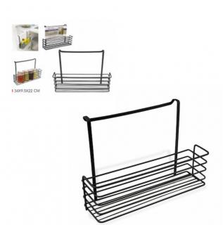 Cos metalic, depozitare si organizare pentru usi dulapuri bucatarie baie, negru, 34x9,5x22cm