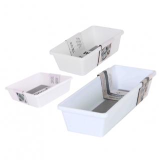 Organizator modular pentru sertar, cu 3 compartimente antiderapante, alb, dimensiuni diferite, 17x9.5cm, 24.5x9.5cm, 17x17cm