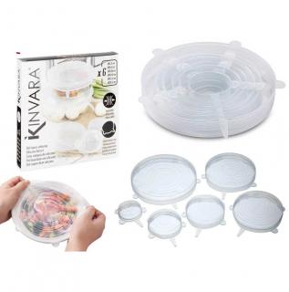 Set 6 Capace flexibile din Silicon, reutilizabile, extensibile, capac pentru vase recipiente, transparente, diferite dimensiuni