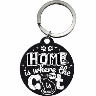 Breloc Home is where the cat is black - Acasa e unde ai pisica - Negru