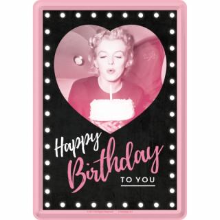 Carte postala metalica 10x14 Marilyn Monroe Happy Birthday - La multi Ani