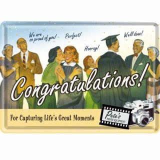 Carte postala metalica Congratulations - Felicitari