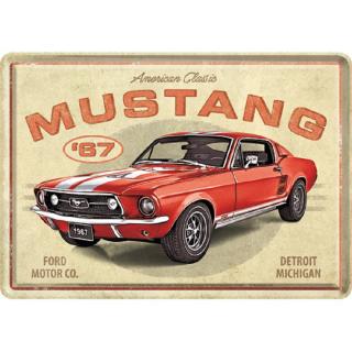 Carte postala metalica Ford Mustang - GT 1967 Red - Rosu