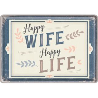 Carte postala metalica Happy Wife Happy Life - Nevasta fericita Viata Fericita