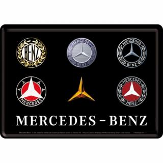 Carte postala metalica Mercedes-Benz Logo Evolution - Evolutia siglei Mercedes-Benz