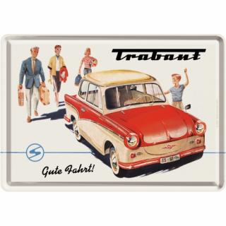 Carte postala metalica Trabant - Drum bun