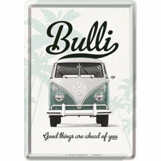 Carte postala metalica Volkswagen Bulli - Good things are ahead of you - Lucruri bune te asteapta