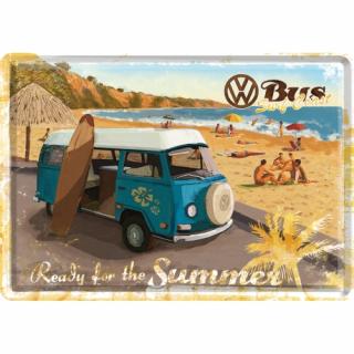 Carte postala metalica Volkswagen - Ready for the summer - Pregatiti pentru vara