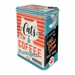 Cutie metal capac etans L Cats  Coffee - Pisici si Cafea