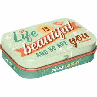 Cutie metalica de buzunar Life is beautiful and so are you - Viata e frumoasa si la fel si tu