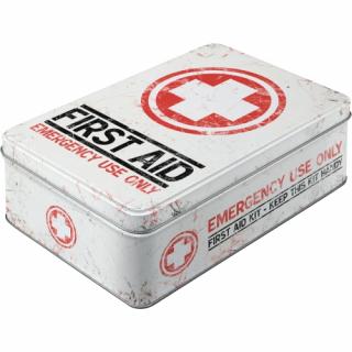 Cutie metalica plata First Aid - Primul Ajutor