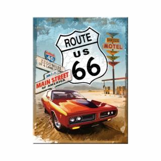 Magnet 6x8 cm Route 66 - Red Car - Soseaua 66 - Masina Rosie