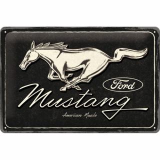 Placa 20x30 Ford Mustang - Horse Logo Black - Sigla Cal Negru