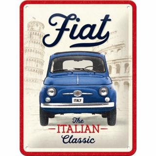 Placa decor metalica 15x20 Fiat 500 - The Italian Classic - Clasicul italienesc