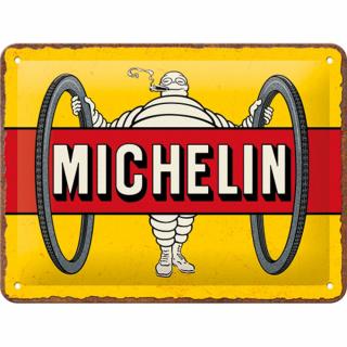 Placa decor metalica 15x20 Michelin Tyres Bibendum Yellow - Cauciucuri Michelin - Galben