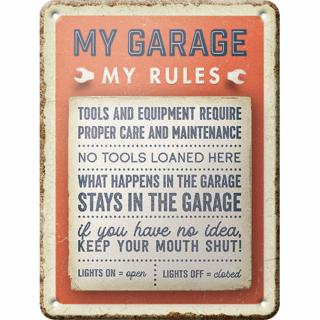 Placa decor metalica 15x20 My Garage My Rules - Garajul meu - Regulile mele