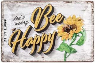 Placa decor metalica 20x30 Bee Happy - Fi Fericit