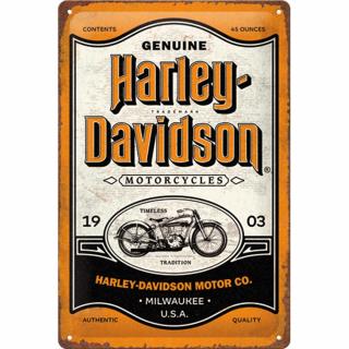Placa decor metalica 20x30 Harley-Davidson Genuine Motorcycles Milwaukee - Motociclete autentice din Milwaukee