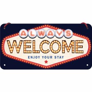 Placa decor metalica cu snur 10x20 Welcome - Bun-venit