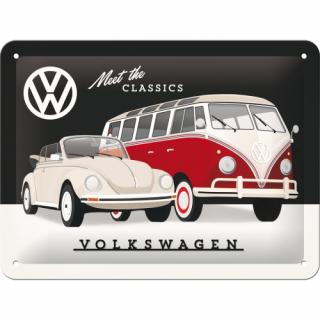 Placa metalica 15x20 cm VW - Meet The Classics - Faceti cunostinta cu clasicii