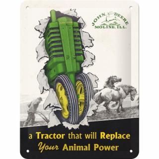 Placa metalica 15X20 John Deere - Tractor  Animal Power - Putere Animala