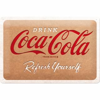 Placa metalica 20x30 Coca-Cola - Cardboard Logo - Sigla pe fundal de carton
