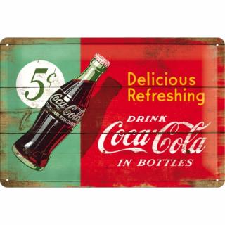 Placa metalica 20X30 Coca-Cola - Delicious Refreshing Green - Delicios si racoritor pe fundal verde