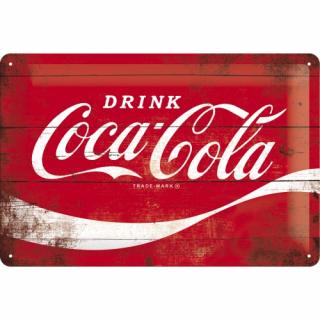 Placa metalica 20X30 Coca-Cola-Logo Red - sigla pe fundal Rosu