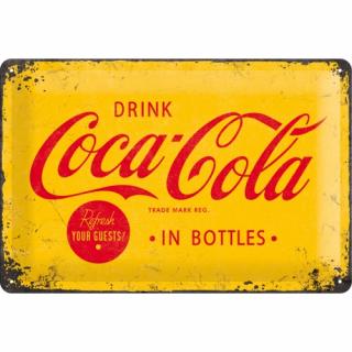 Placa metalica 20X30 Coca-Cola - Logo Yellow - Sigla pe fundal Galben