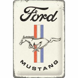 Placa metalica 20x30 Ford Mustang - Horse  Stripes Logo - Sigla cu Cal si dungi