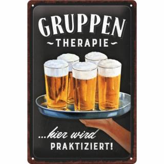 Placa metalica 20x30 Gruppentherapie Bier - Bere - Terapie de grup