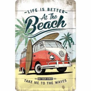 Placa metalica 20x30 Volkswagen Bulli Beach - Plaja