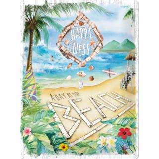 Placa metalica 30x40 Happiness is a day at the beach - Bucuria mersului la plaja