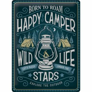 Placa metalica 30x40 Happy Camper - Bucuria Camping-ului
