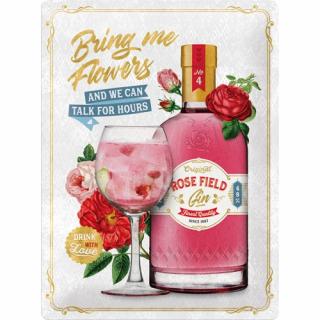 Placa metalica 30X40 Pink Gin Flowers - Gin roz cu Flori