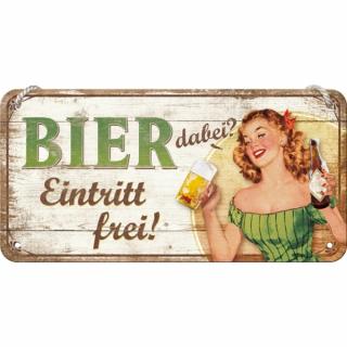 Placa metalica cu snur 10x20 Bier dabei Eintritt frei - Bere Gratuita