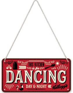 Placa metalica cu snur 10x20 Kellogg s - This Kitchen is for Dancing