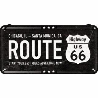 Placa metalica cu snur 10x20 Route 66 - Soseaua 66
