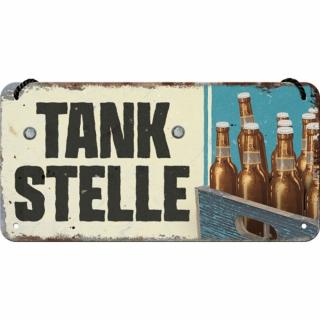 Placa metalica cu snur 10x20 Tankstelle Bier - Bere de la Benzinarie