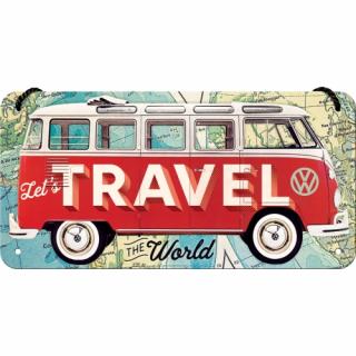 Placa metalica cu snur 10x20 Volkswagen Travel the World - Hai sa calatorim in toata lumea
