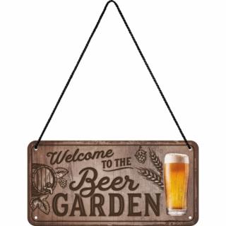 Placa metalica cu snur 10x20 Welcome to the Beer Garden - Bun venit in gradina de bere