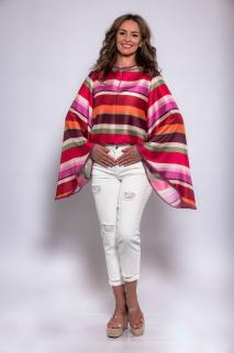 Bluza cu maneci fluture din satin multicolor