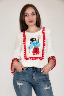 Bluza din vascoza cu broderie tarancuta