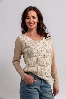 Bluza eleganta bej din dantela