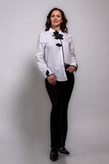 Camasa alba eleganta 100% bumbac cu floare 3d neagra