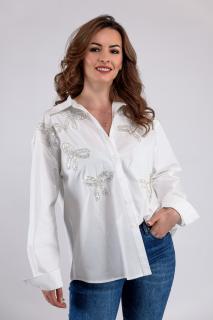 Camasa poplin oversize cu fundite din paiete
