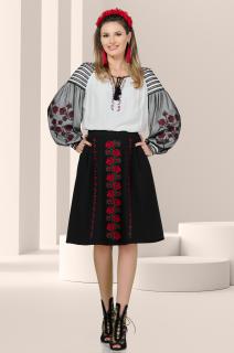 Fusta Effect eleganta brodata cu motive traditionale