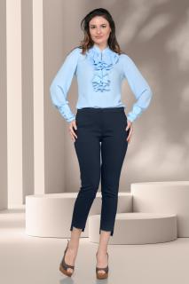 Pantaloni Effect bleumarin conici mai scurti in fata