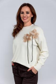 Pulover ivoire cu floare 3d