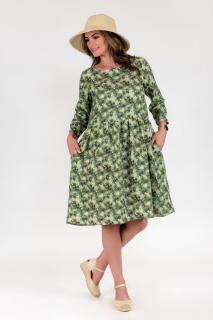 Rochie babydoll din in 100% cu flori de camp
